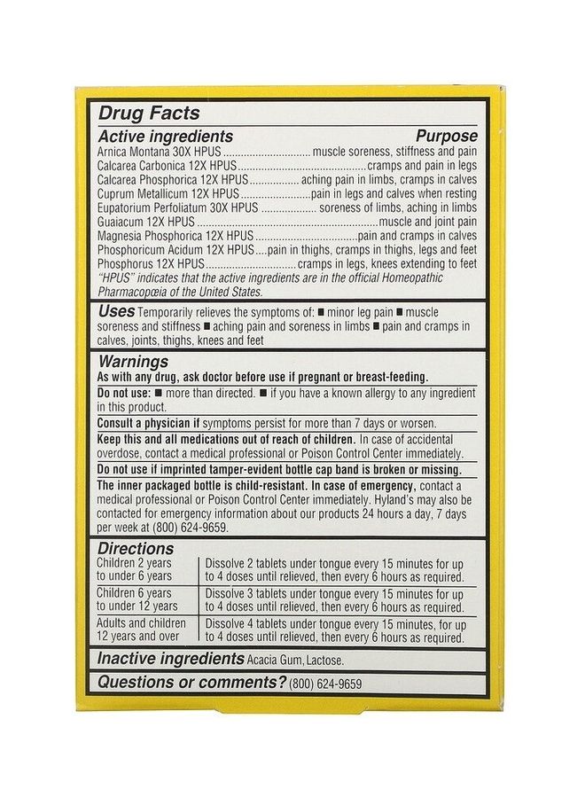 4 Kids Leg Pain Relief Homeopathic Tablets Ages 2-12, 50 Quick-Dissolving Tablets