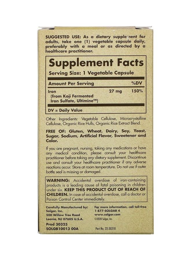 Solgar Earth Source Food Fermented Koji Iron Capsules - Image 2