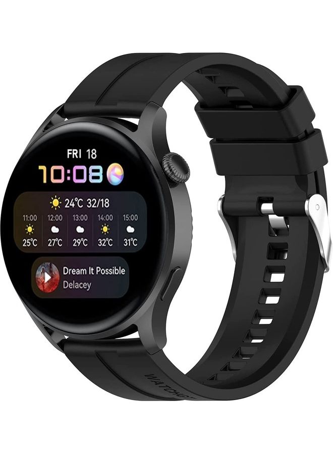 Generic Replacement Silicone Bracelet Strap Wristband For Huawei watch 3/watch 3 Pro  22mm Black  - Image 1