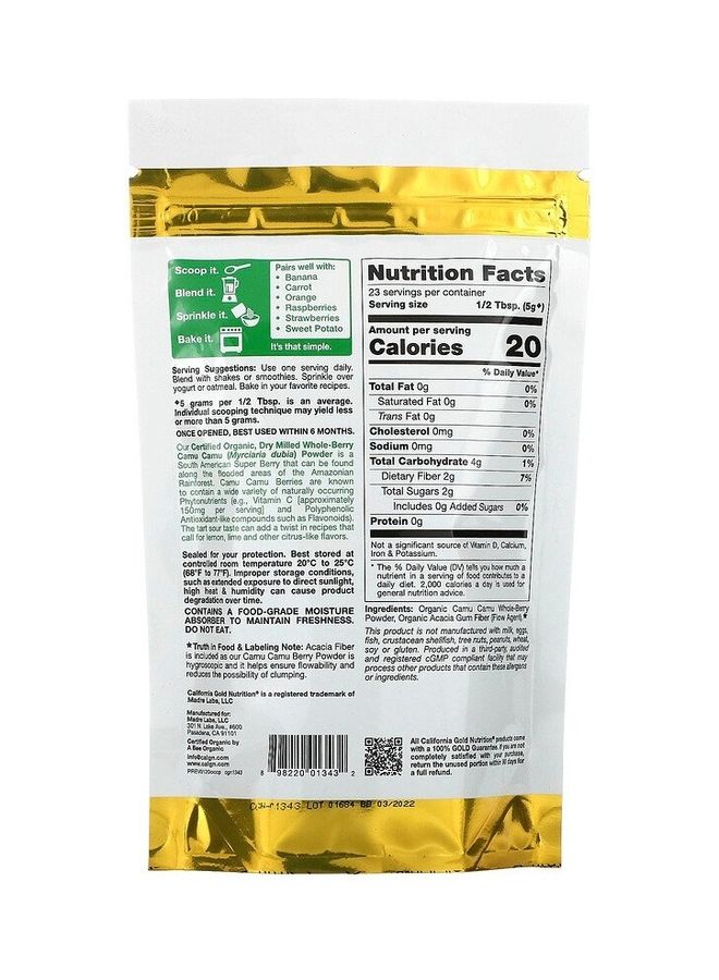 California Gold Nutrition - Organic Camu Camu Powder - Image 1