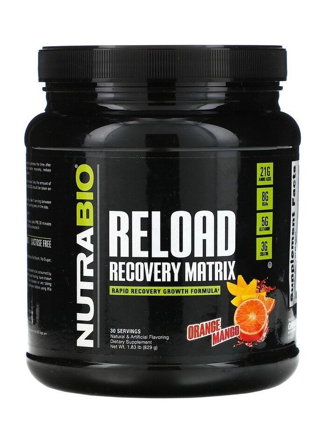 NutraBio Labs Reload Recovery Matrix Orange Mango 1.83 lb (829 g)  - Image 1