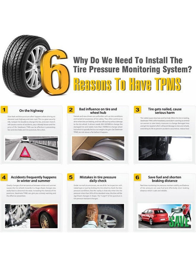 كيه كيه مون نظام مراقبة ضغط الإطارات الذي يعمل بالطاقة الشمسية مع شاشة LCD شفافة - Image 1