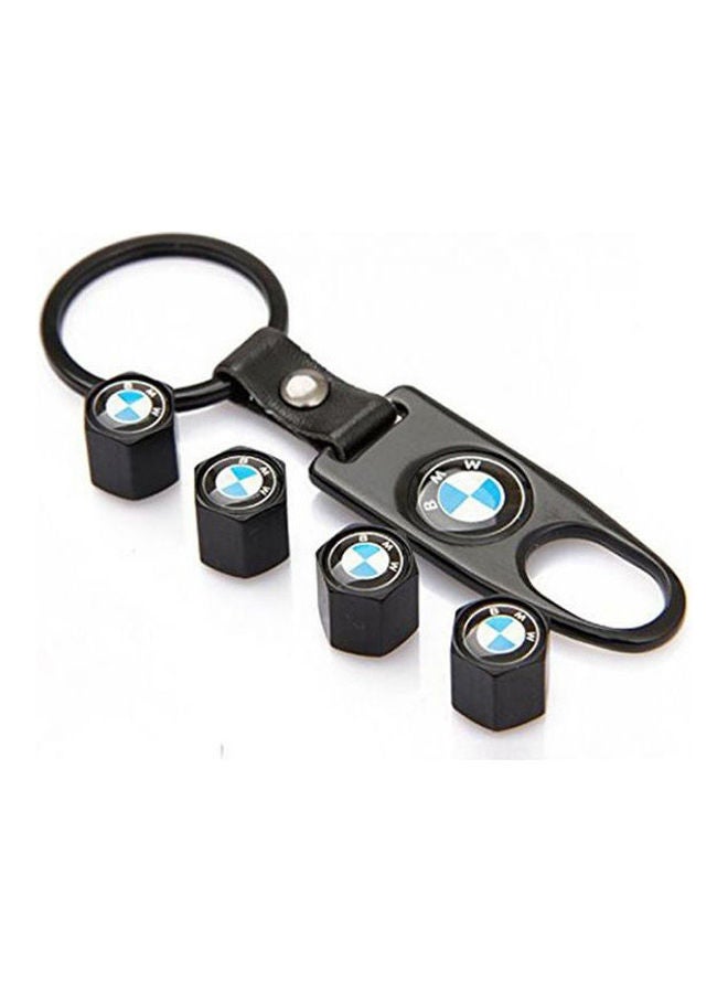 Generic 4Pcs Car Tire Valve Stem Air Caps Cover And 1Pcs Black Keychain For Bmw Accessory