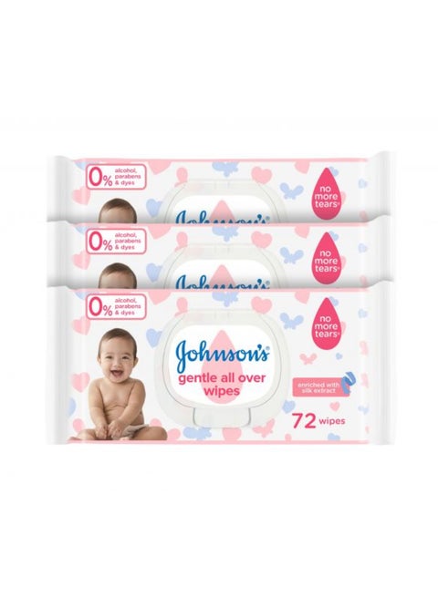 Baby Wipes Gentle all Over,72 pcs,  Pack of 3