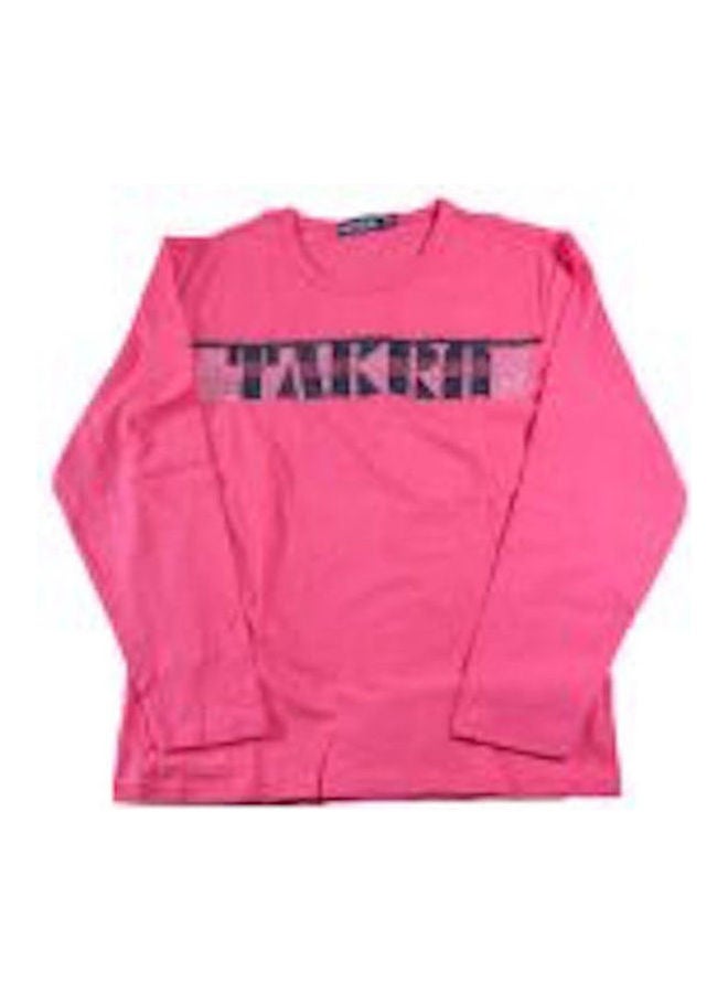 Printed Round Neck Sweatshirt Pink 
