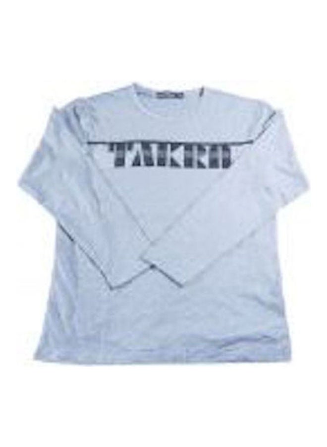 Printed Round Neck Sweatshirt Grey 
