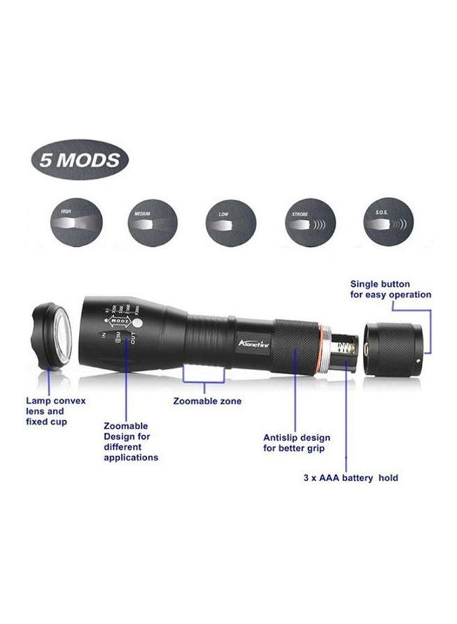 Alonefire 800 Lumens High Power Led Zoomable Tactical Led Flashlights Torch Light Black 11.9X4.8X22cm