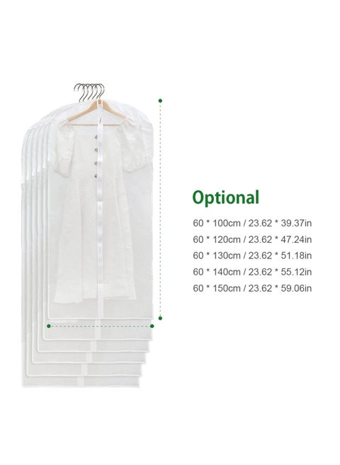 6-Piece Hanging Garment Storage Bag for Wardrobe with Full Zipper White