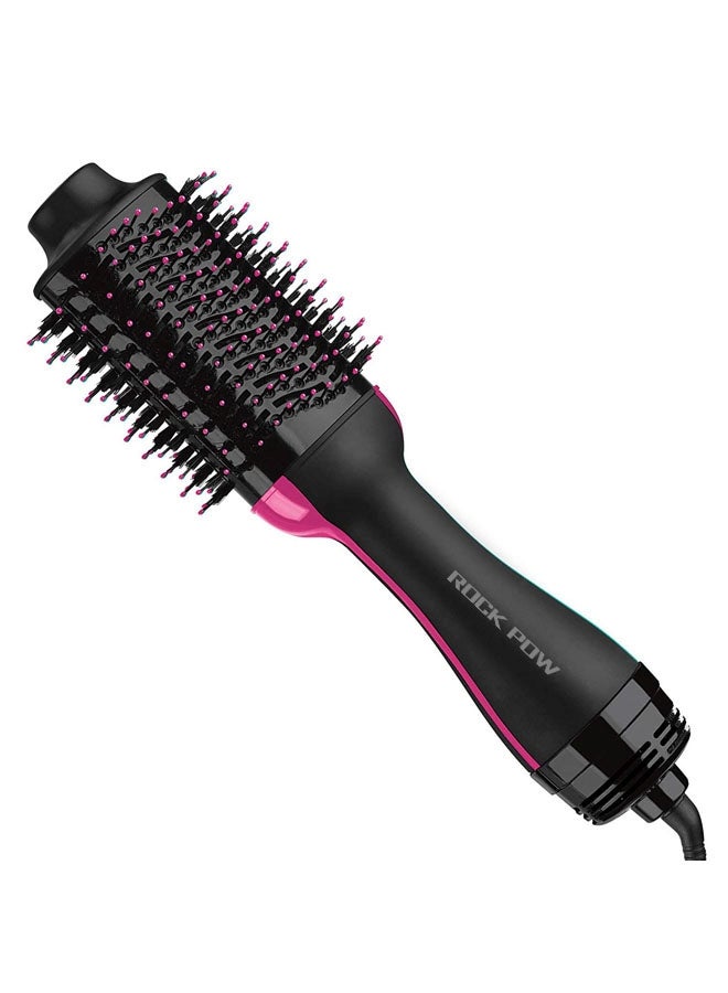 Rock Pow One-Step Hair Dryer and Volumizer Hot Air Brush Black/Pink  - Image 1