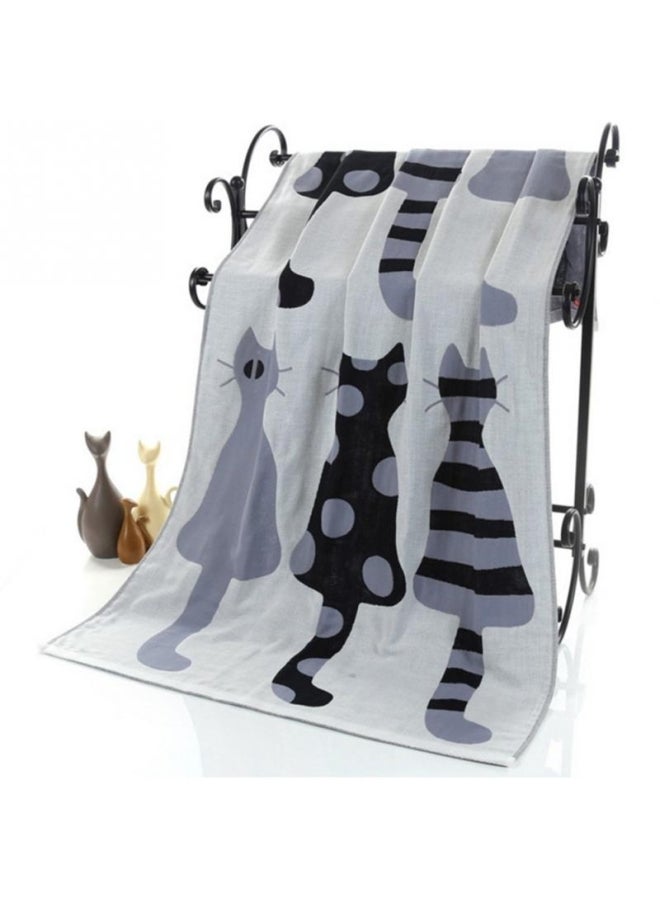 oem Cat Printed Cotton Bath Towel Grey 15 X 10 X 3cm - Image 1