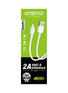 Oraimo Duraline 2 Mobile Phone USB Cables,5V 2A Cable Fast Charging USB to Lightning Cable ,1Mtr Long Cable, lightning cable, High Durability And Widely Compatible Cables White  - Image 2