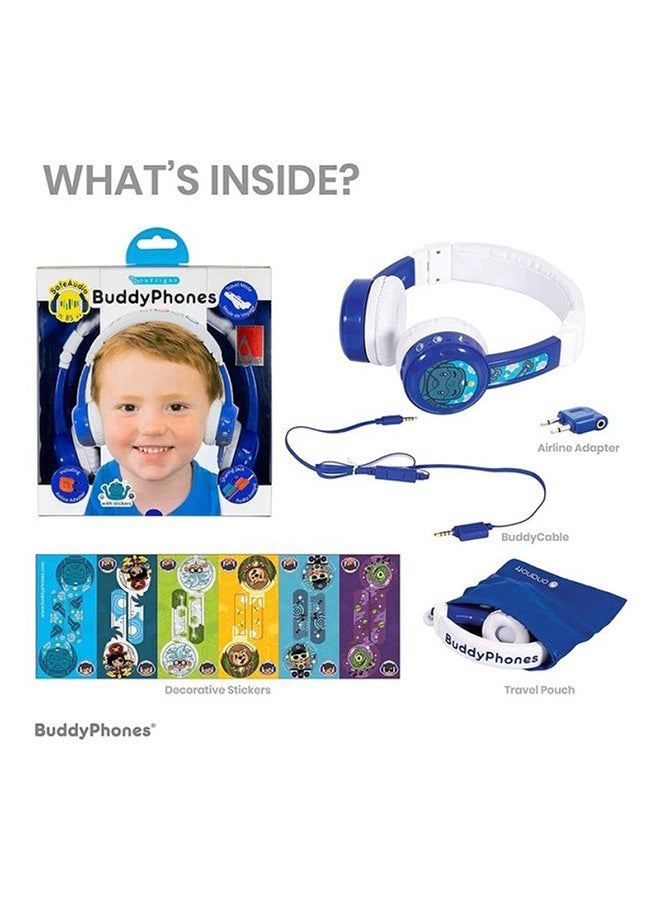 BuddyPhones InFlight Kids Foldable Headphones Blue  - Image 2