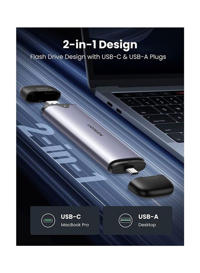 يو جرين - محول أقراص M.2 NVMe SSD الجيل الثاني 2 في 1 من الألومنيوم مع موصل USB A+C لمحرك أقراص SSD إلى علبة الكمبيوتر بسرعة 10 جيجابت في الثانية رمادي - Image 1
