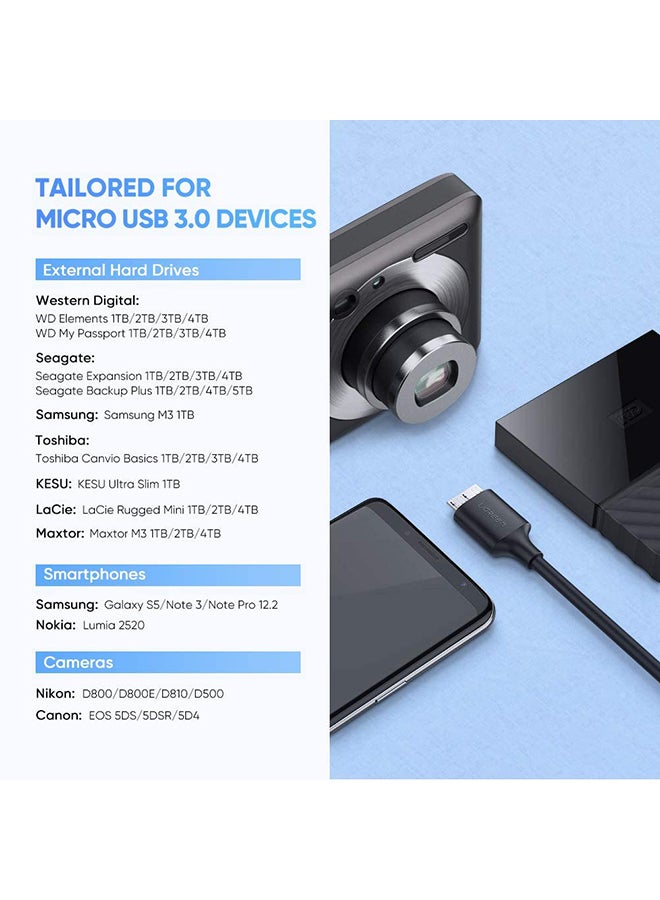 Ugreen USB C Hard Drive Cable 3 feet Micro USB to Type C Lead compatible for USB 3.0 External Portable SSD HDD Like WD My Passport,Seagate Expansion/Backup Plus,Toshiba,Samsung M3 Black  - Image 3