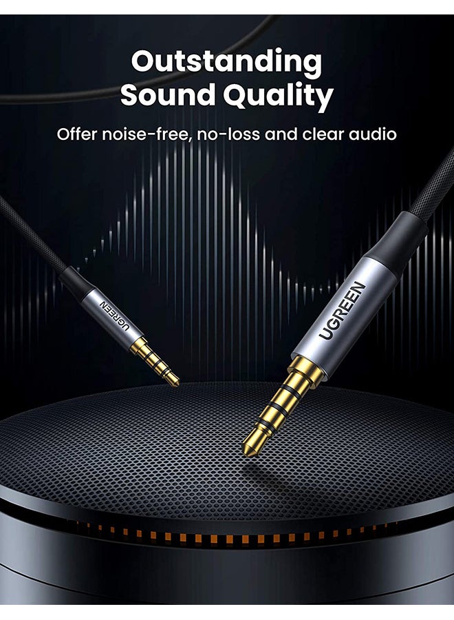 Ugreen - 3.5mm 4-Pole Flexible Braided Male to Male Audio Cable Designed for Mic and Alu Case Compatible for Mic, PS4, Xbox, Switch, Phone, Tablet, Car Stereo, MP3 Player, and More Black - Image 1