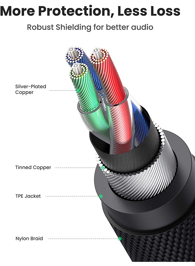 Ugreen - 3.5mm 4-Pole Flexible Braided Male to Male Audio Cable Designed for Mic and Alu Case Compatible for Mic, PS4, Xbox, Switch, Phone, Tablet, Car Stereo, MP3 Player, and More Black - Image 1