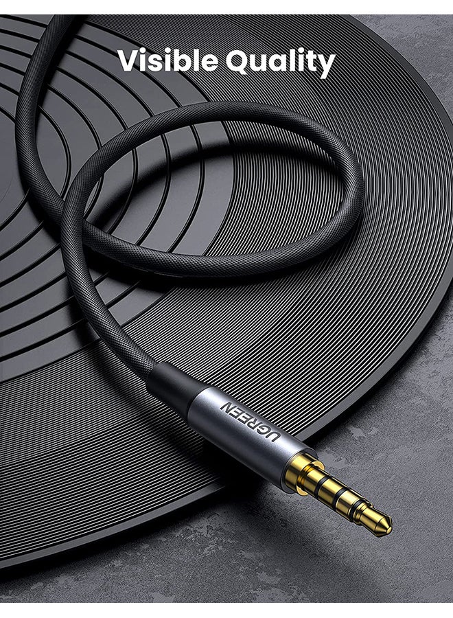 Ugreen - 3.5mm 4-Pole Flexible Braided Male to Male Audio Cable Designed for Mic and Alu Case Compatible for Mic, PS4, Xbox, Switch, Phone, Tablet, Car Stereo, MP3 Player, and More Black - Image 1