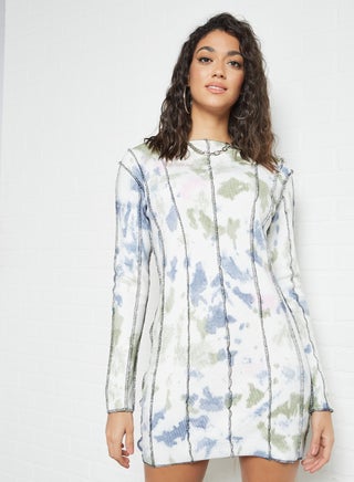 Tie Dye Mini Dress White/Blue - v1627977408/N45731891V_1
