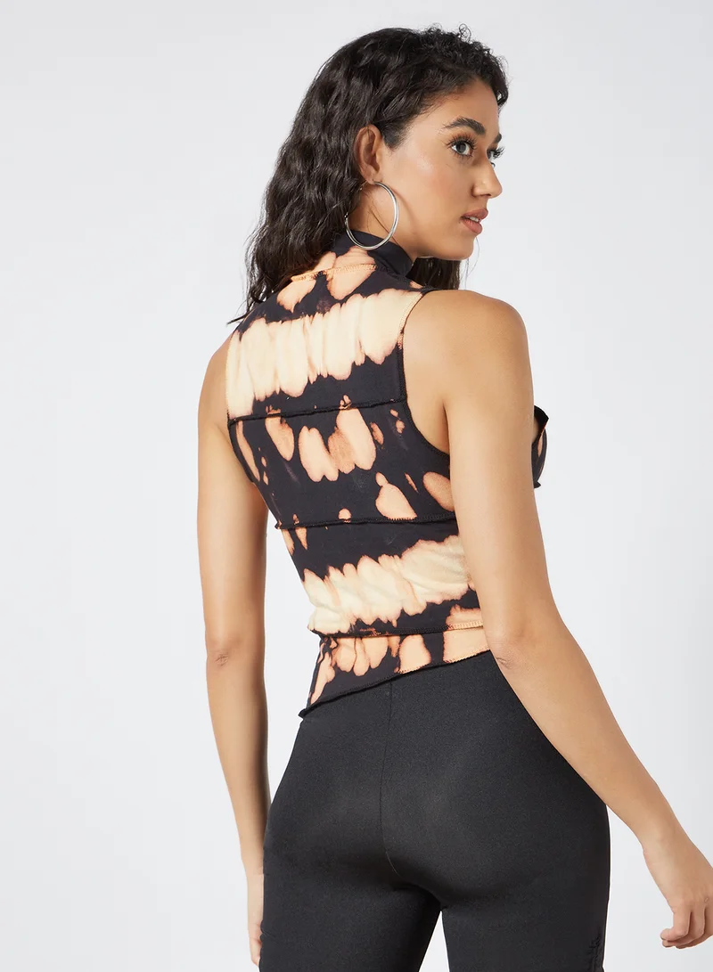 Sivvi x GenM Tie Dye High Neck Top Black