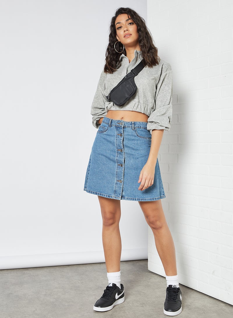 Sivvi x GenM - Collared Crop Sweatshirt Grey - Image 1