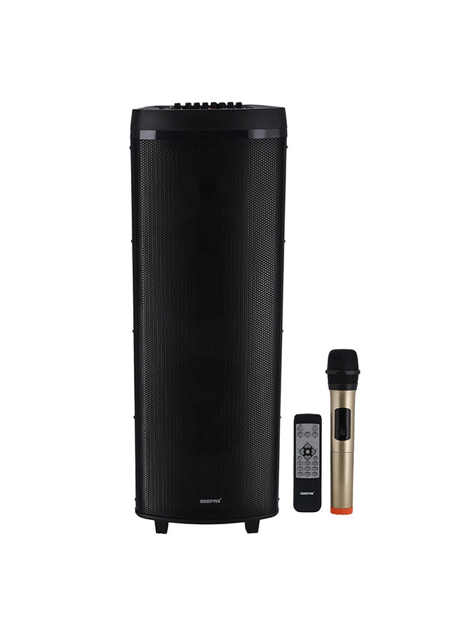 GEEPAS Hi-Fi Speaker With UHF Mic And Remote | USB And BT| With TF, FM TWS Functions | Includes Aux/Guitar And MIC Input |  2x12" DJ Speaker GMS11153 Black - Image 1