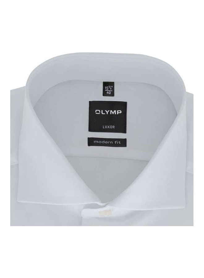 Olymp Luxor Modern Fit Shirt With Shark Collar In Modern Cut White  - Image 2