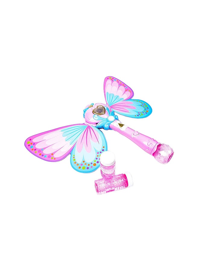 WANNA BUBBLES Light & Sound Girls Fairy Bubble Wand With Wings Pink With Lights And Music - Image 1