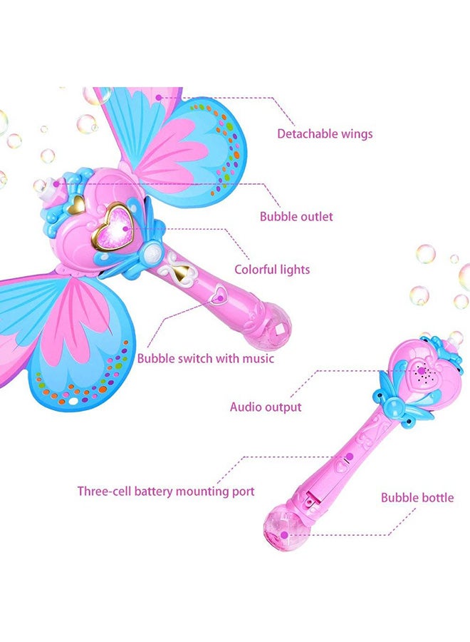 WANNA BUBBLES Light & Sound Girls Fairy Bubble Wand With Wings Pink With Lights And Music - Image 5