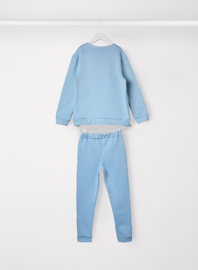 Sivvi x Aya+Zayn Kids/Teen Slogan Pant Set Blue  - Image 2