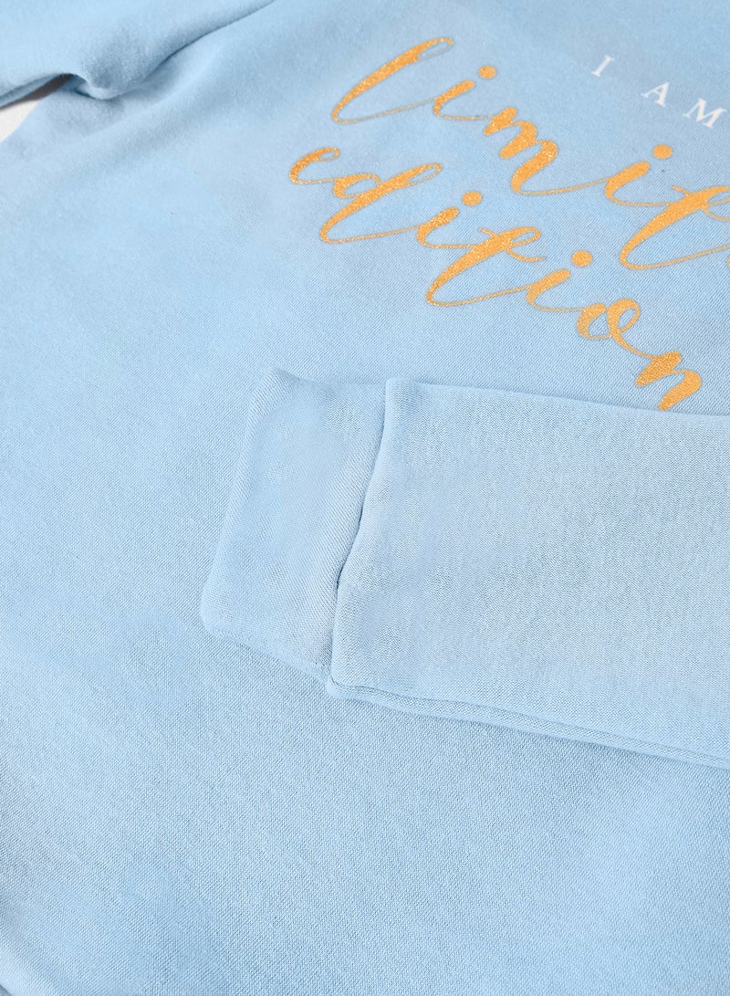 Sivvi x Aya+Zayn Kids/Teen Slogan Pant Set Blue  - Image 4