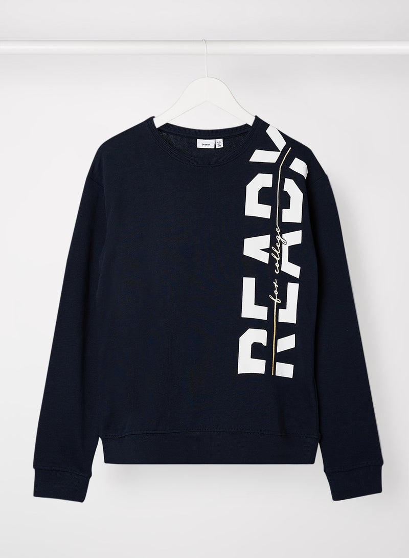 guppy Teen Slogan Sweatshirt Navy  - Image 1