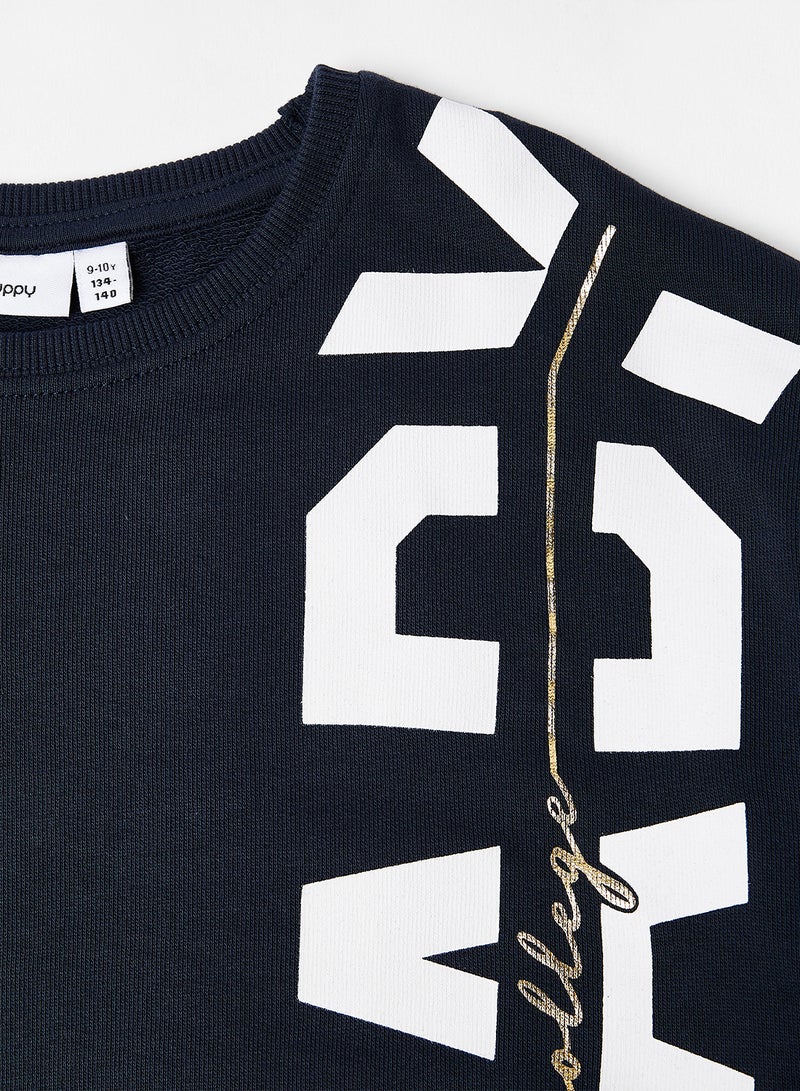 guppy Teen Slogan Sweatshirt Navy  - Image 3