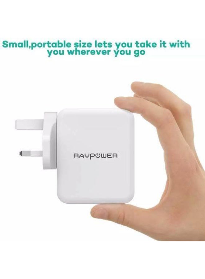 RAVPOWER RP-PC020 30W 3-Port Wall Charger (UK)  Offline white  - Image 2