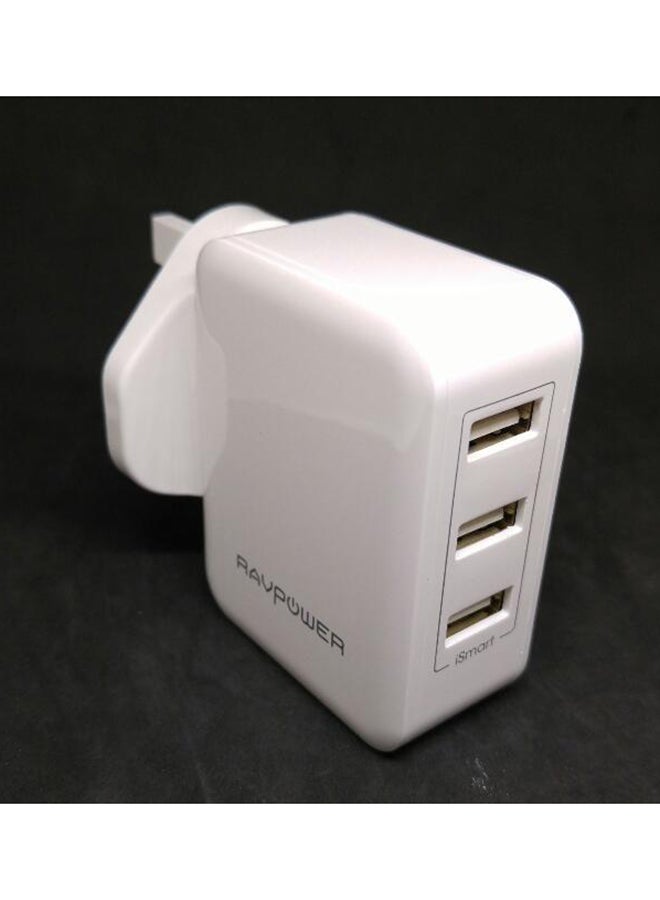 RAVPOWER RP-PC020 30W 3-Port Wall Charger (UK)  Offline white  - Image 4