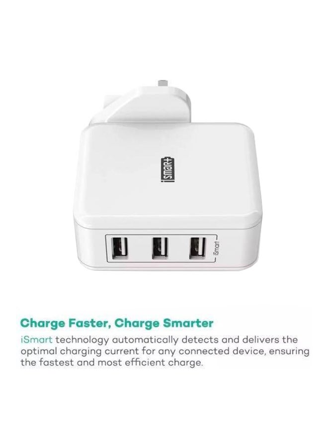 RAVPOWER RP-PC020 30W 3-Port Wall Charger (UK)  Offline white  - Image 5