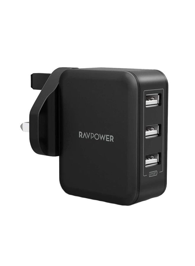 RAVPOWER RP-PC020 30W 3-Port Wall Charger (UK)  Offline black  - Image 1