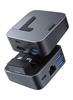 قاعدة شحن جى كيوب متعددة الوظائف مزودة بموزع USB-C‏ 8 في 1 رمادي