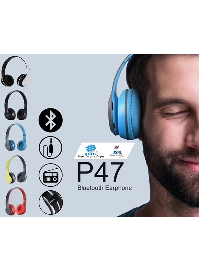 BSNL - Wireless Bluetooth On-Ear Stereo Foldable Headphone Blue - Image 1