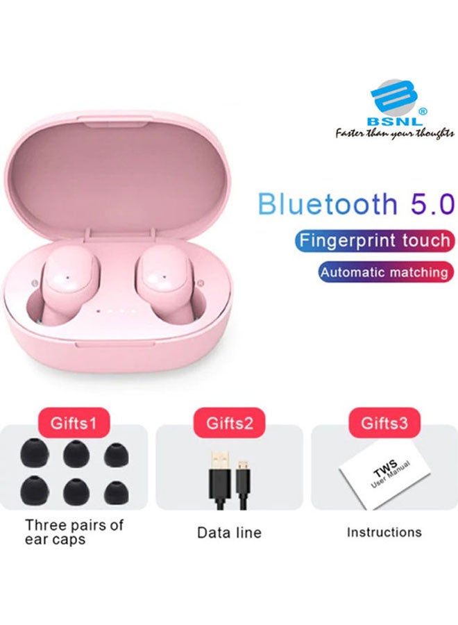 BSNL A6S  Bluetooth Wireless Earphones With Mic And Charging Case Pink - Image 2