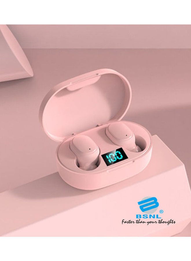 BSNL E6S Bluetooth Wireless Earphones With Mic And Charging Case Pink - Image 2