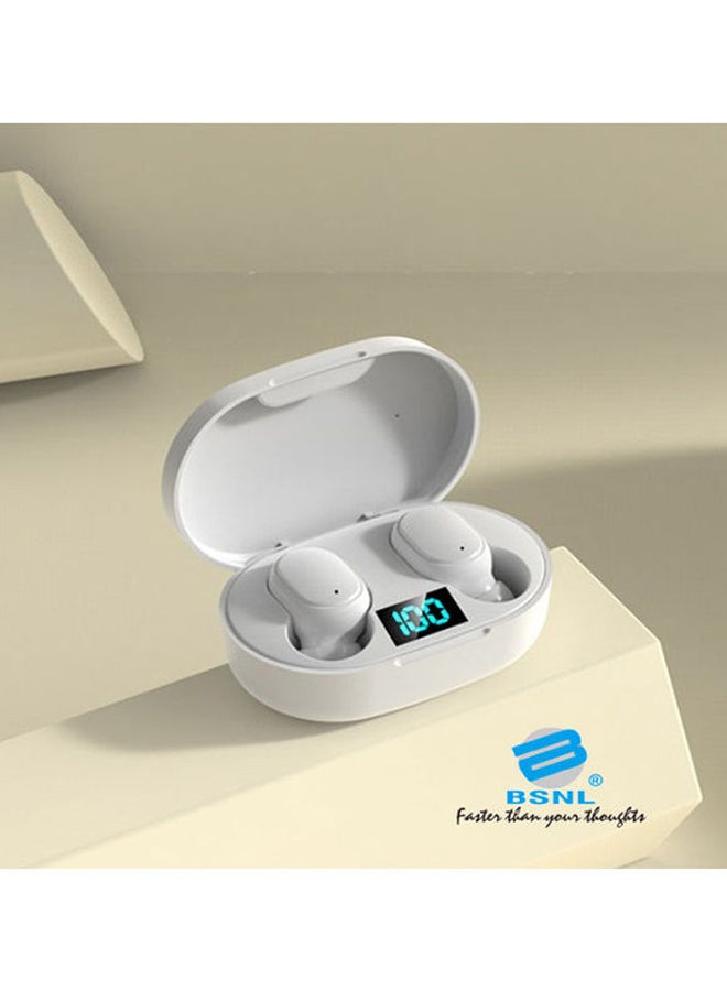 BSNL E6S Bluetooth Wireless Earphones With Mic And Charging Case White - Image 2