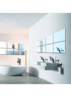 VILILY 4-Piece Mirror Style Wall Sticker Silver 20x20 cm  - Image 3