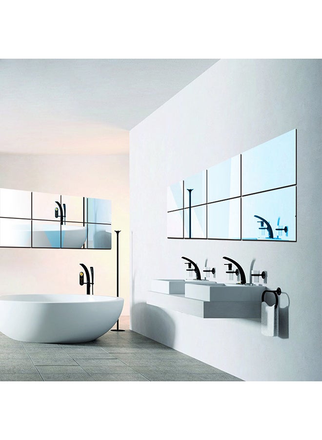 فليلي ملصق جداري بتصميم شكل مرآة من 4 قطع فضي 20x20 cm - Image 3