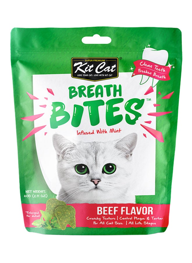 Kit Cat Breath Bites Beef Flavor  Pet Treat Multicolour 60grams