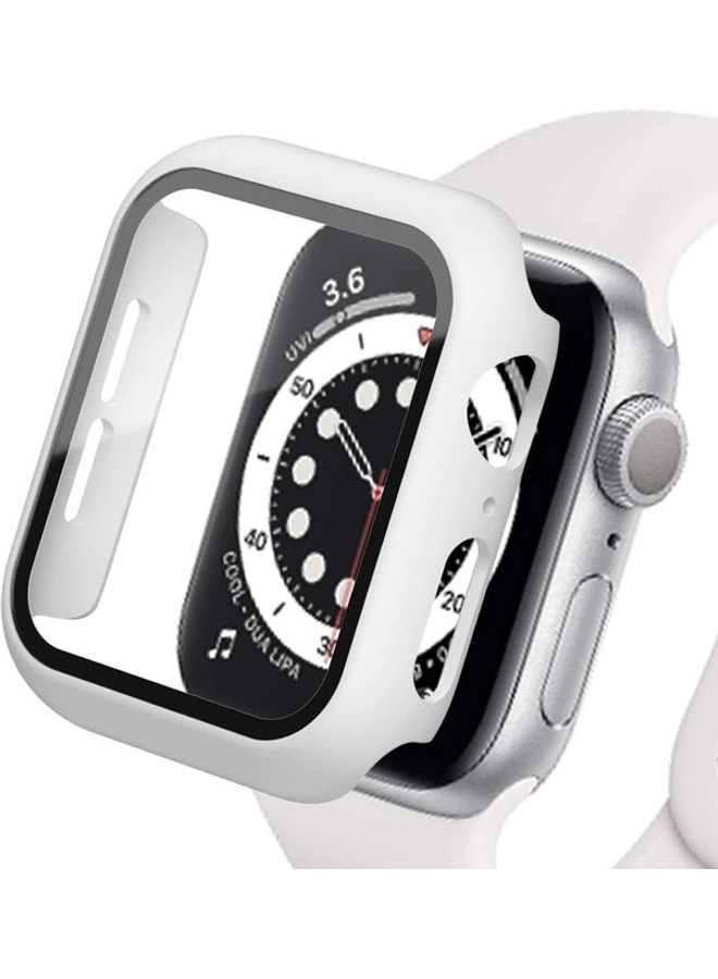 BSNL Protective Case Cover With Tempered Glass Screen Protector For 44mm Apple Watch Series 4/5/6/SE White  - Image 1