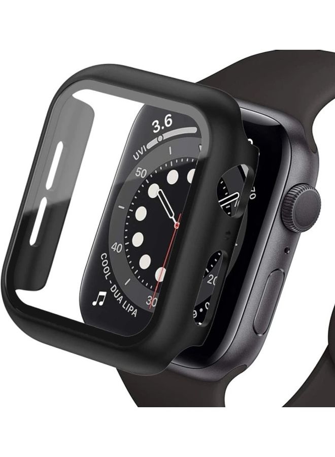 BSNL Protective Case Cover With Tempered Glass Screen Protector For 44mm Apple Watch Series4/5/6/SE Black  - Image 1