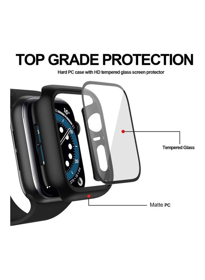 BSNL Protective Case Cover With Tempered Glass Screen Protector For 44mm Apple Watch Series4/5/6/SE Black  - Image 4
