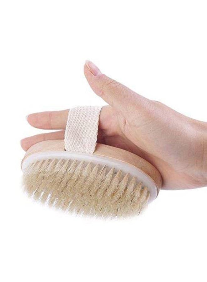 Long Handle Exfoliating Brush Natural Bristle Brown ‎40.2x7.1x5.6cm - Image 2