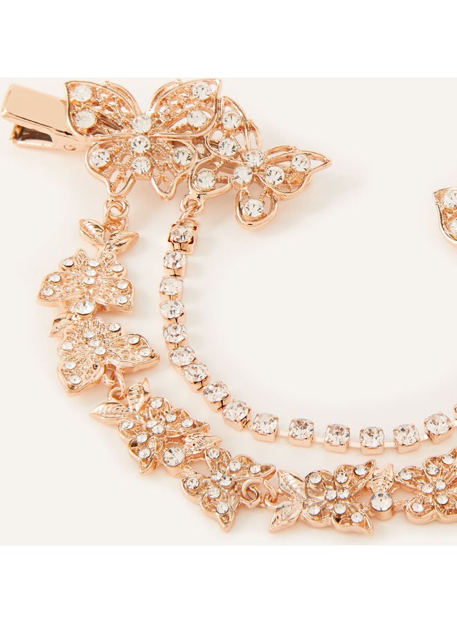 مونسون طقم مشابك بابيلون ديامانتي مكون من قطعتين ذهبي - Image 2