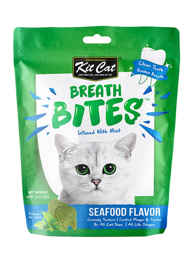 Kit Cat Breath Bites Seafood Flavor  Pet Treat Multicolour 60grams